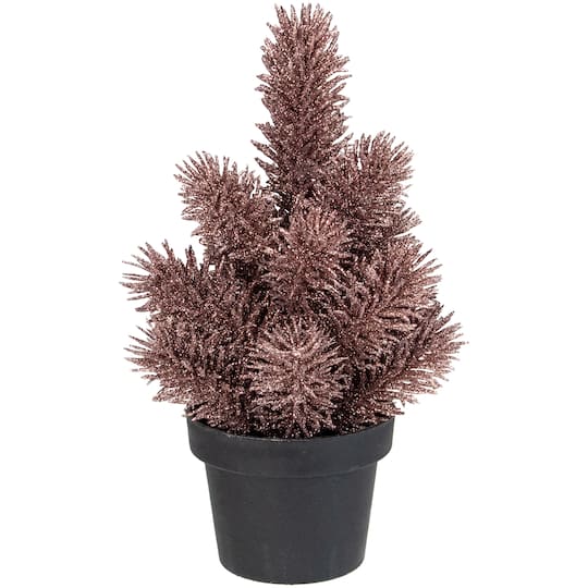 8.5" Unlit Glittered Pine Artificial Potted Christmas Tree